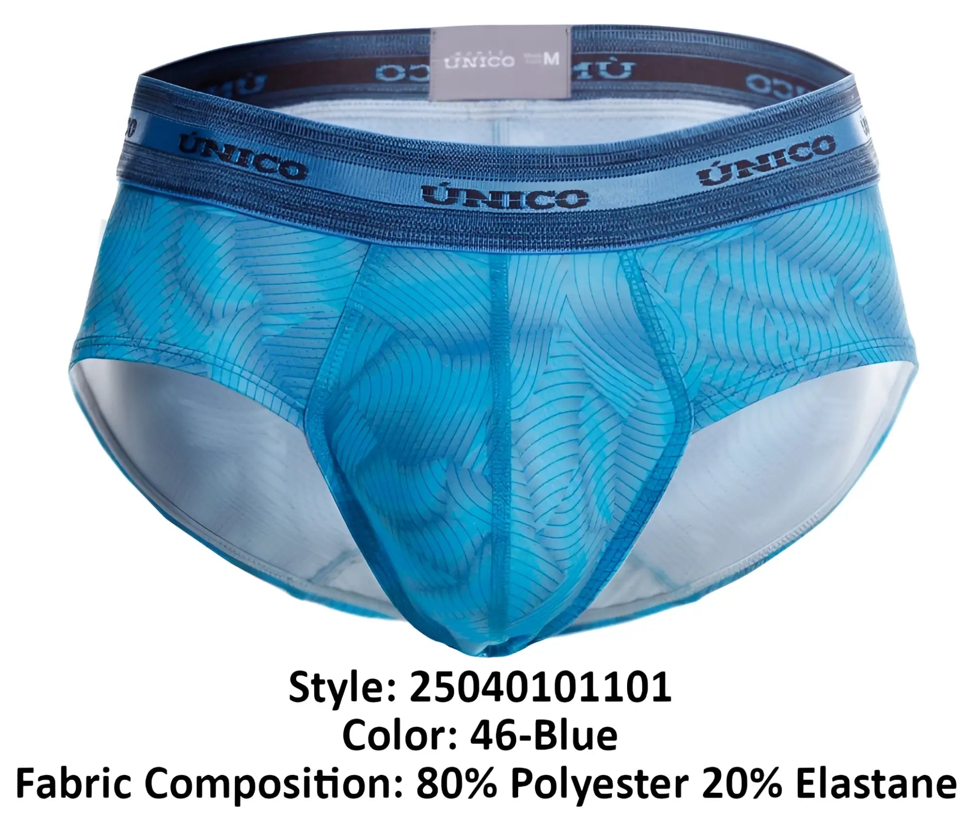 Blue mesh unico 25040101101 Estraza briefs with dark blue waistband for comfortable everyday wear