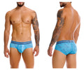 Blue unico 25040101101 Estraza briefs with a textured pattern and logo printed on the waistband