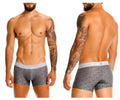 Gray patterned men’s boxer briefs with white unico elastic waistband in unico 25050100103 chisell trunks color 59-gray