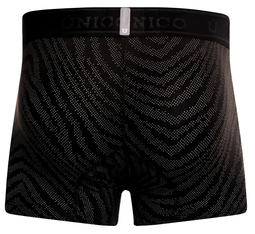 Black unico boxer briefs with a subtle dotted zebra-striped pattern in color 99 black for comfortable wear