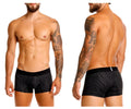 Black Unico 25050100104 Zelmur trunks boxer briefs with subtle gray zebra stripes and branded elastic waistband
