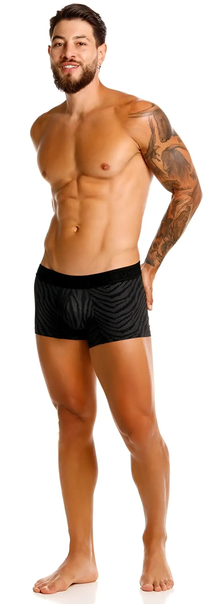 Black unico 25050100104 zelmur trunks with textured wavy pattern breathable fabric for comfortable wear