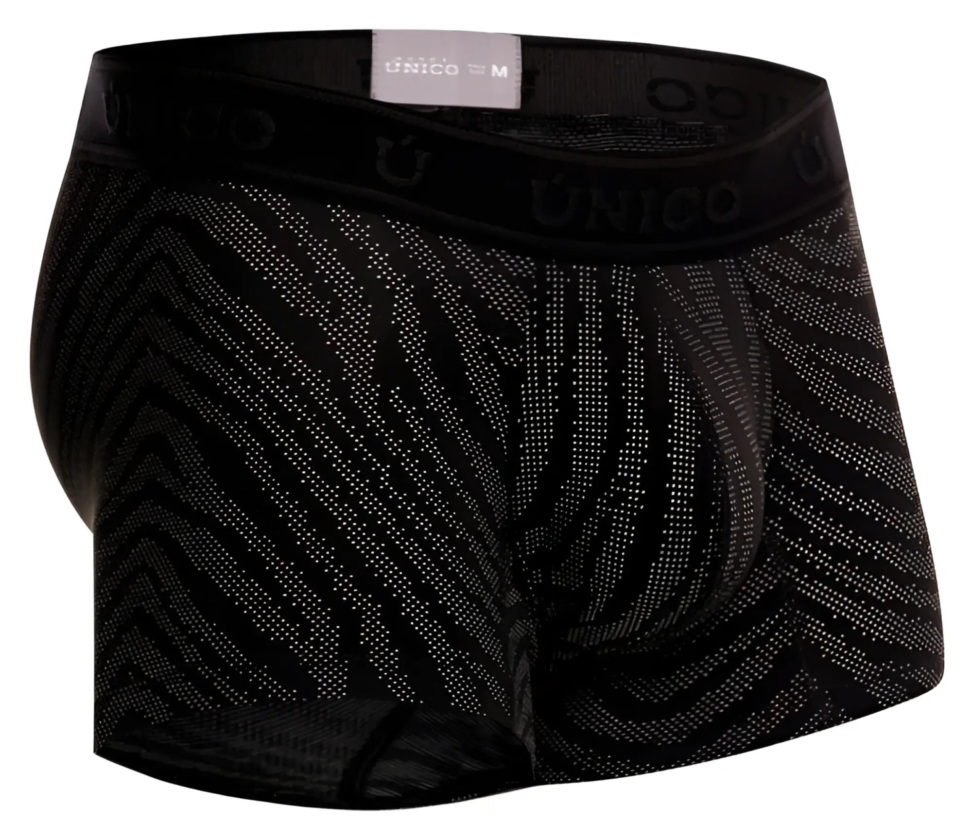 Black unico men’s boxer briefs with subtle gray zigzag pattern and dotted texture unico 25050100104 zelmur trunks