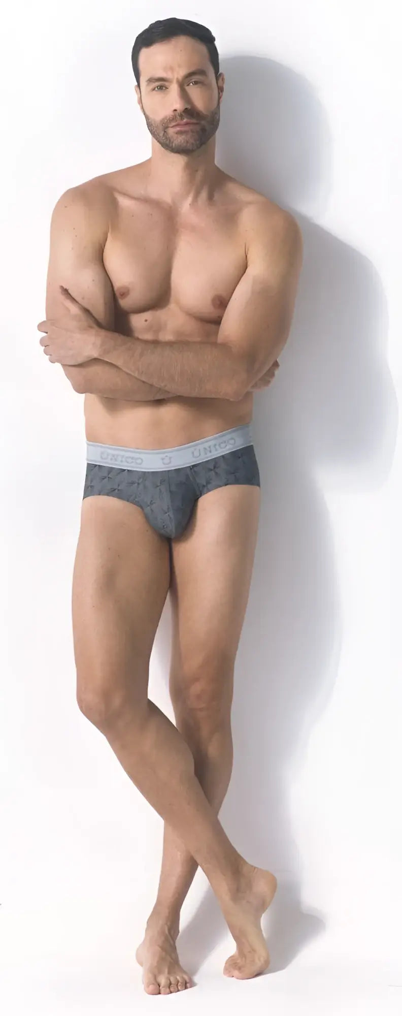 Unico 25050101103 Chisell briefs in dark gray with subtle pattern and light gray elastic waistband for men