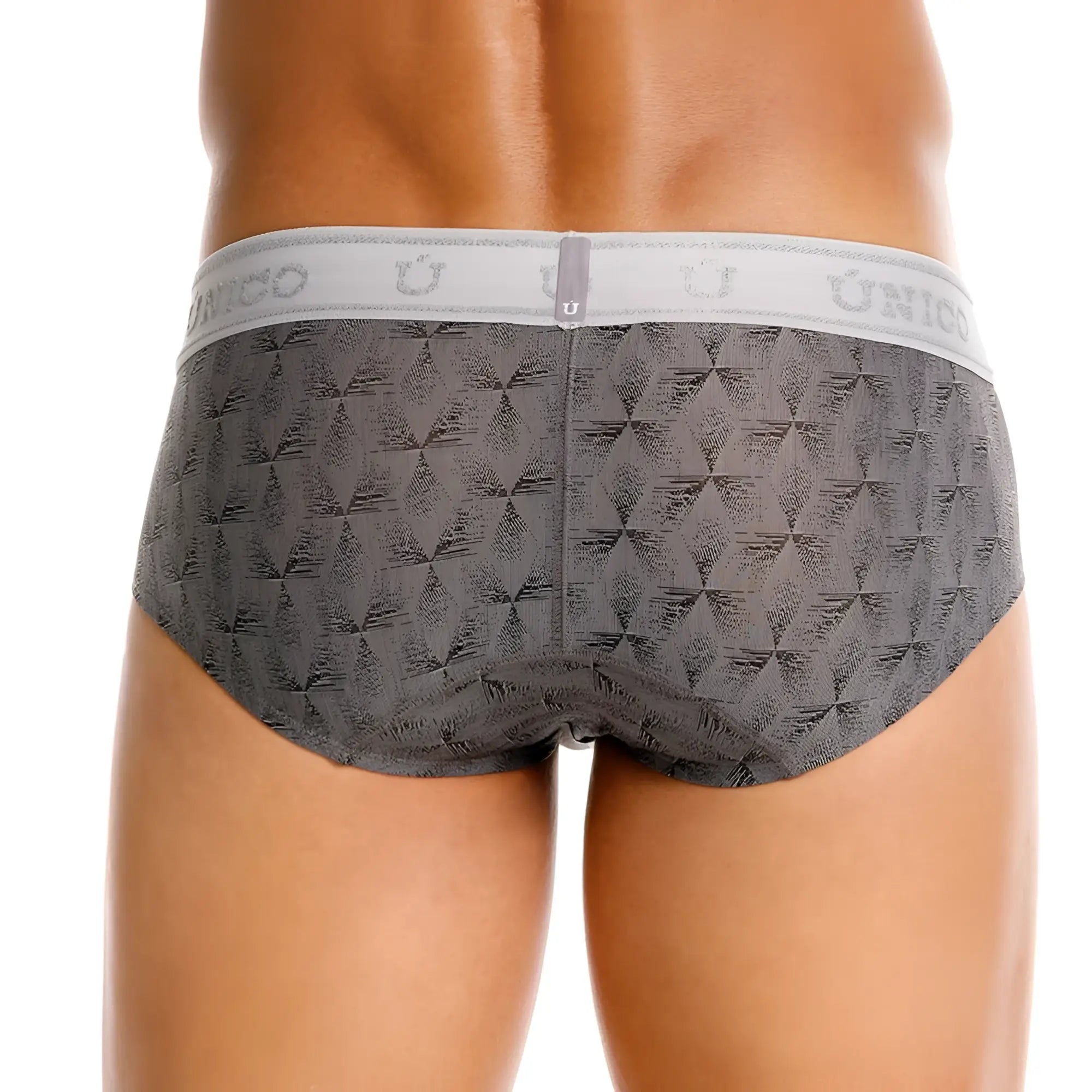 Gray patterned unico 25050101103 chisell briefs with subtle geometric design and elastic waistband for men