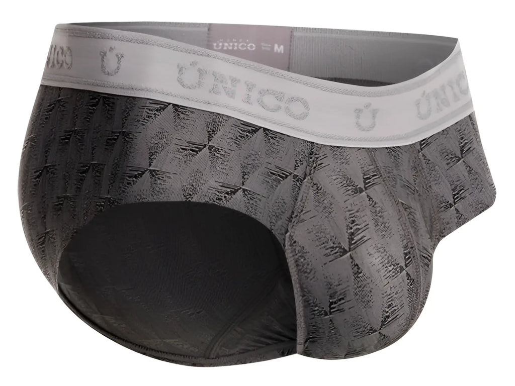 Unico 25050101103 chisell briefs gray men’s briefs with textured geometric design and elastic waistband