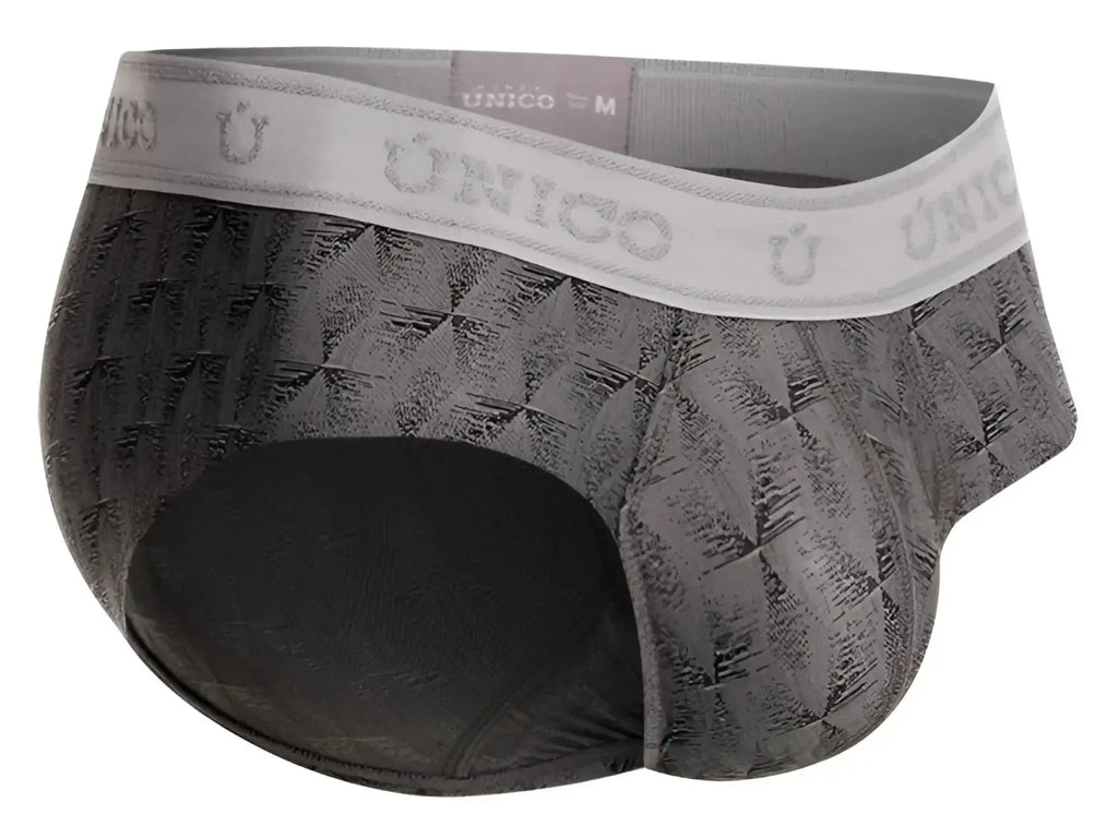 Unico 25050101103 chisell briefs gray men’s briefs with textured geometric design and elastic waistband