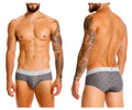 Gray patterned brief with a white unico elastic waistband from unico 25050101103 chisell briefs color 59-gray