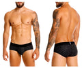 Black and gray zebra-striped men’s briefs with black elastic waistband branded nico unico 25050101104 zelmur briefs color 99-black