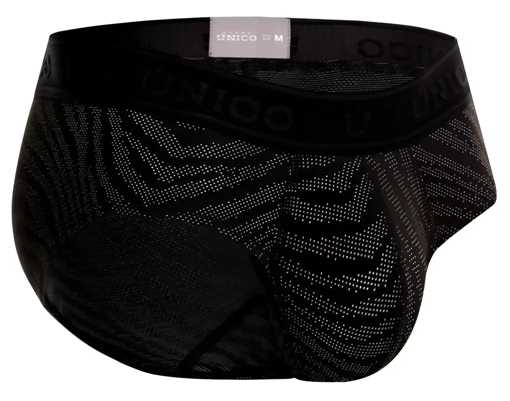 Black unico zelmur briefs with subtle geometric pattern and elastic waistband in color 99-black