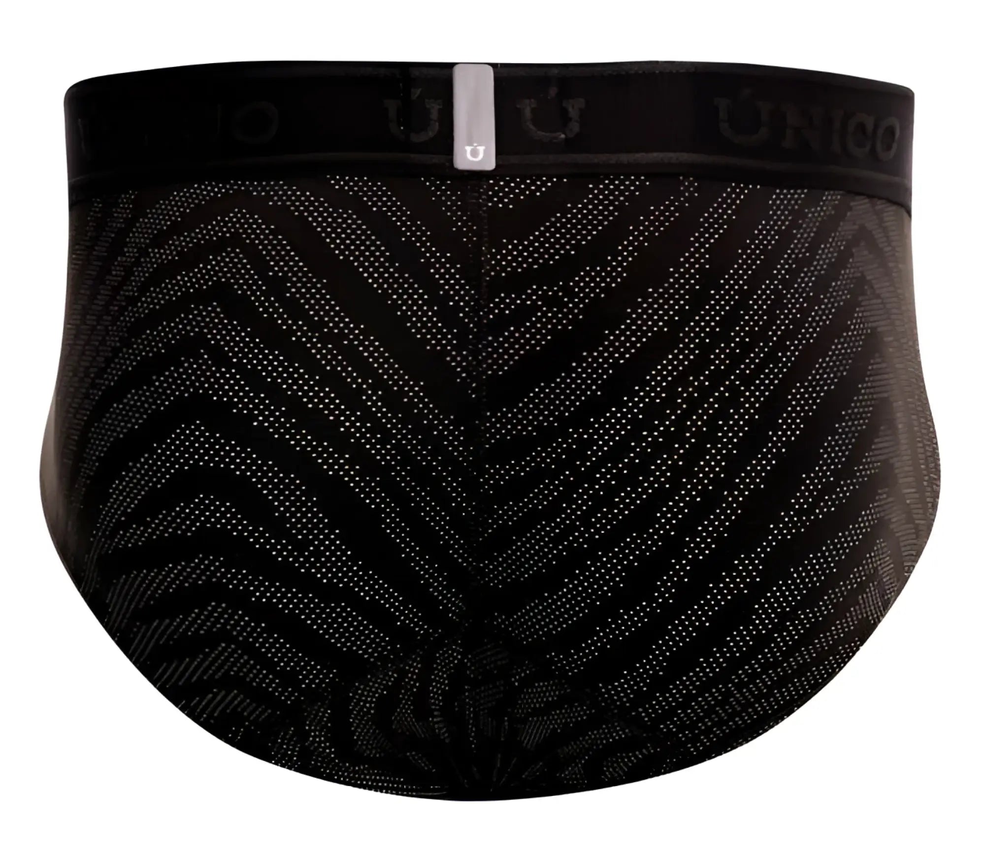 Black unico 25050101104 zelmur briefs with subtle gray chevron pattern made of fine dotted lines on front side