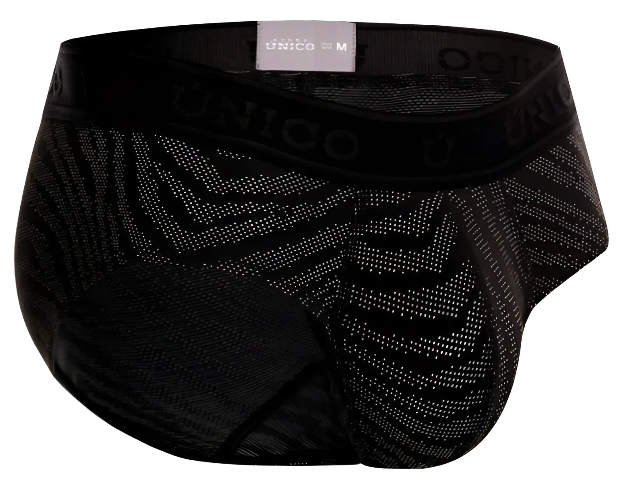 Black unico zelmur briefs with subtle geometric pattern and elastic waistband in color 99-black
