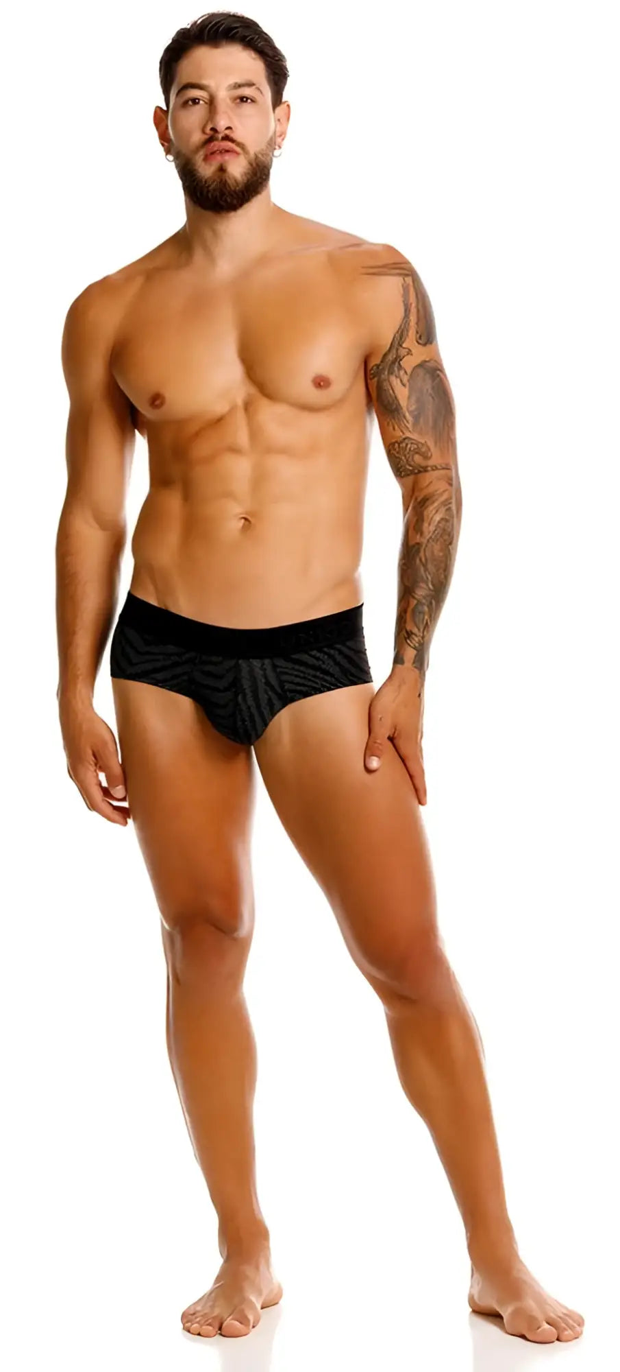 Black Unico Zelmur briefs with a textured woven pattern in a breathable fabric for comfortable everyday wear