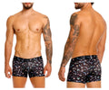 Unico 25060100103 Hongos trunks black boxer briefs with colorful abstract shapes in pastel hues playful pattern