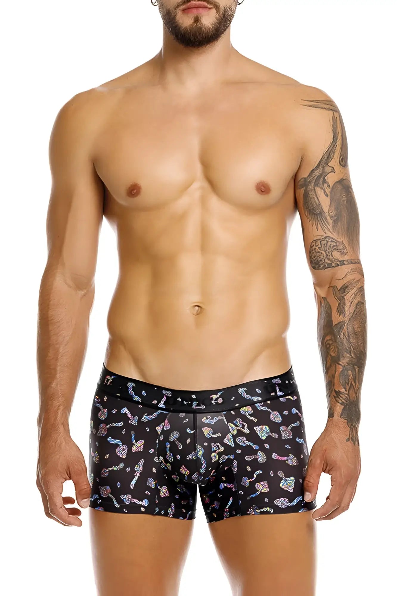 Black boxer briefs unico 25060100103 hongos trunks color 99-black with playful iridescent abstract shapes pattern