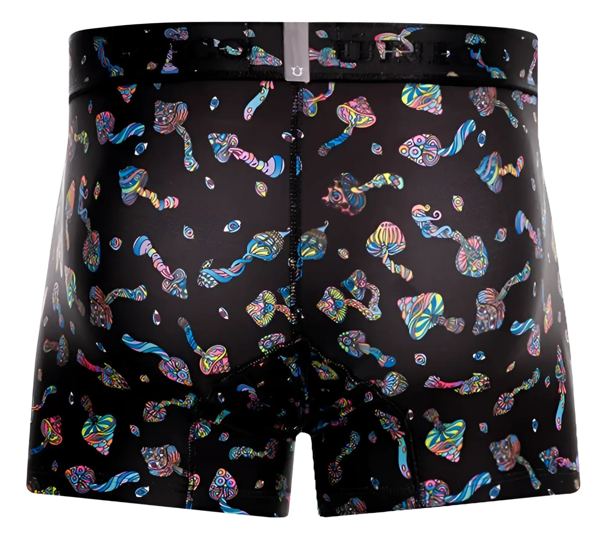 Black boxer briefs unico 25060100103 hongos trunks color 99 black with vibrant psychedelic colorful mushroom pattern