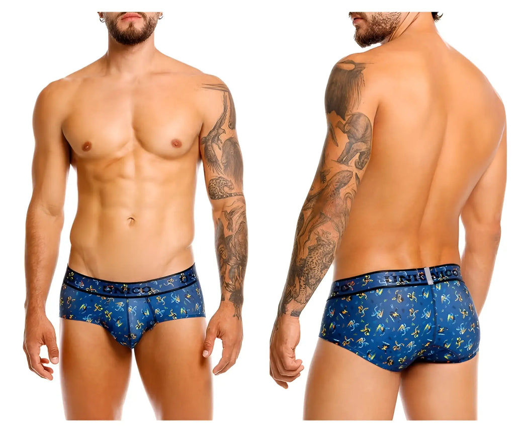 Unico 25060101106 pacer briefs blue patterned men’s briefs with decorative branded waistband made from soft fabric