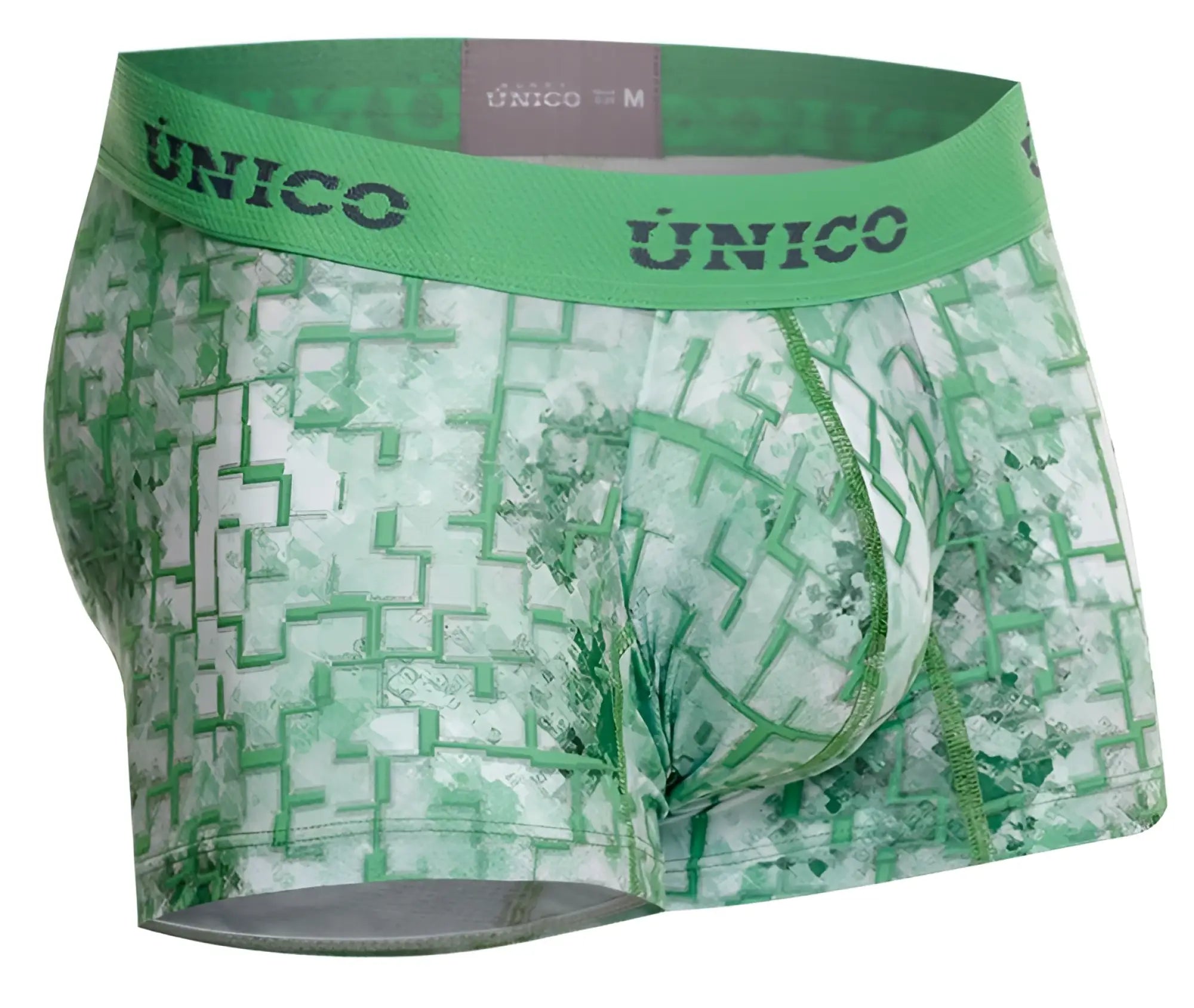 Green and white patterned unico 26020100102 piramide trunks with maze-like design men’s boxer briefs