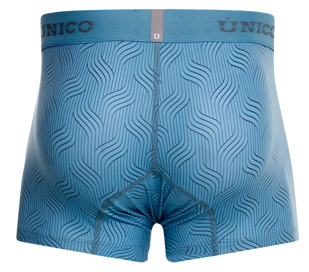 Light blue unico 26020100111 lenoso boxer briefs with subtle wave pattern and comfortable elastic waistband