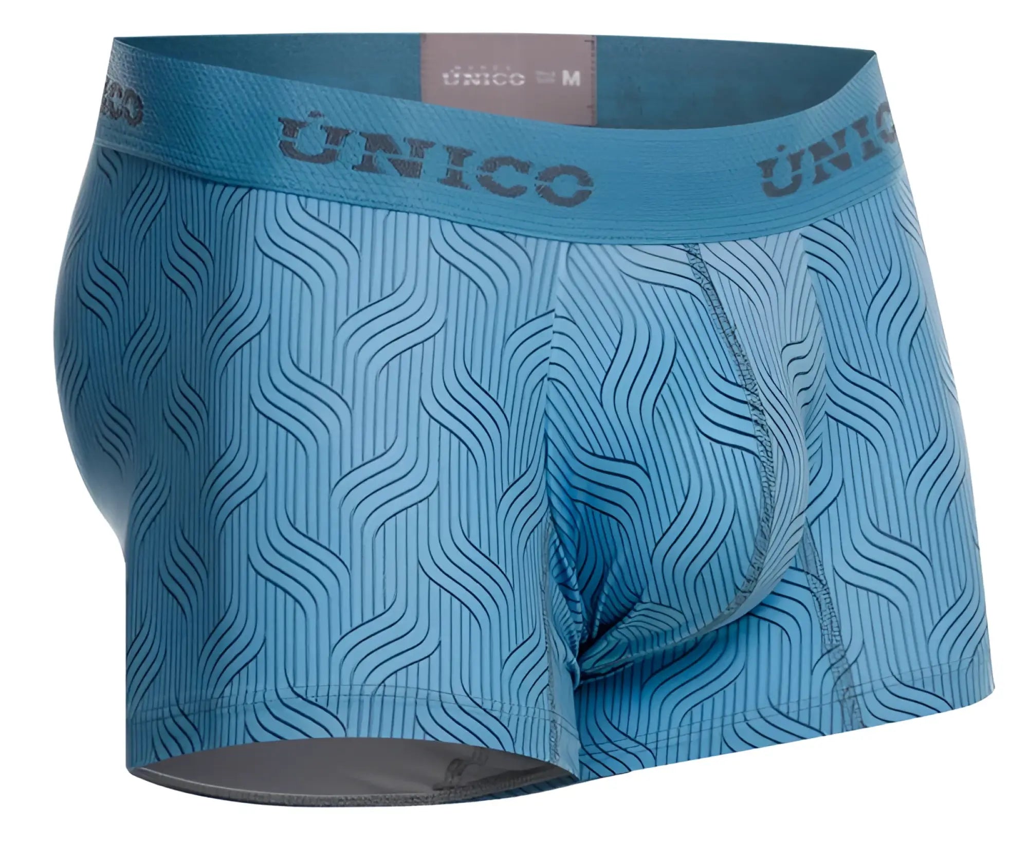 Light blue unico 26020100111 lenoso men’s boxer briefs with subtle wave pattern and elastic waistband