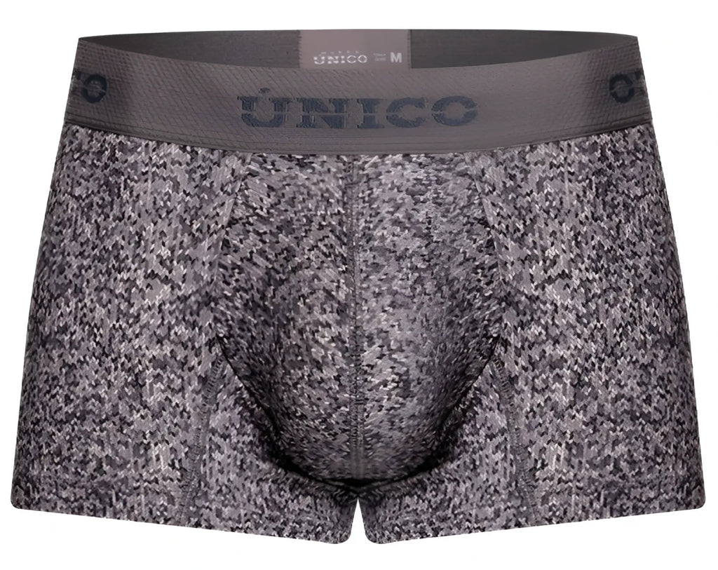Unico 26020100114 suede trunks men’s gray gray and black speckled boxer briefs with branded elastic waistband