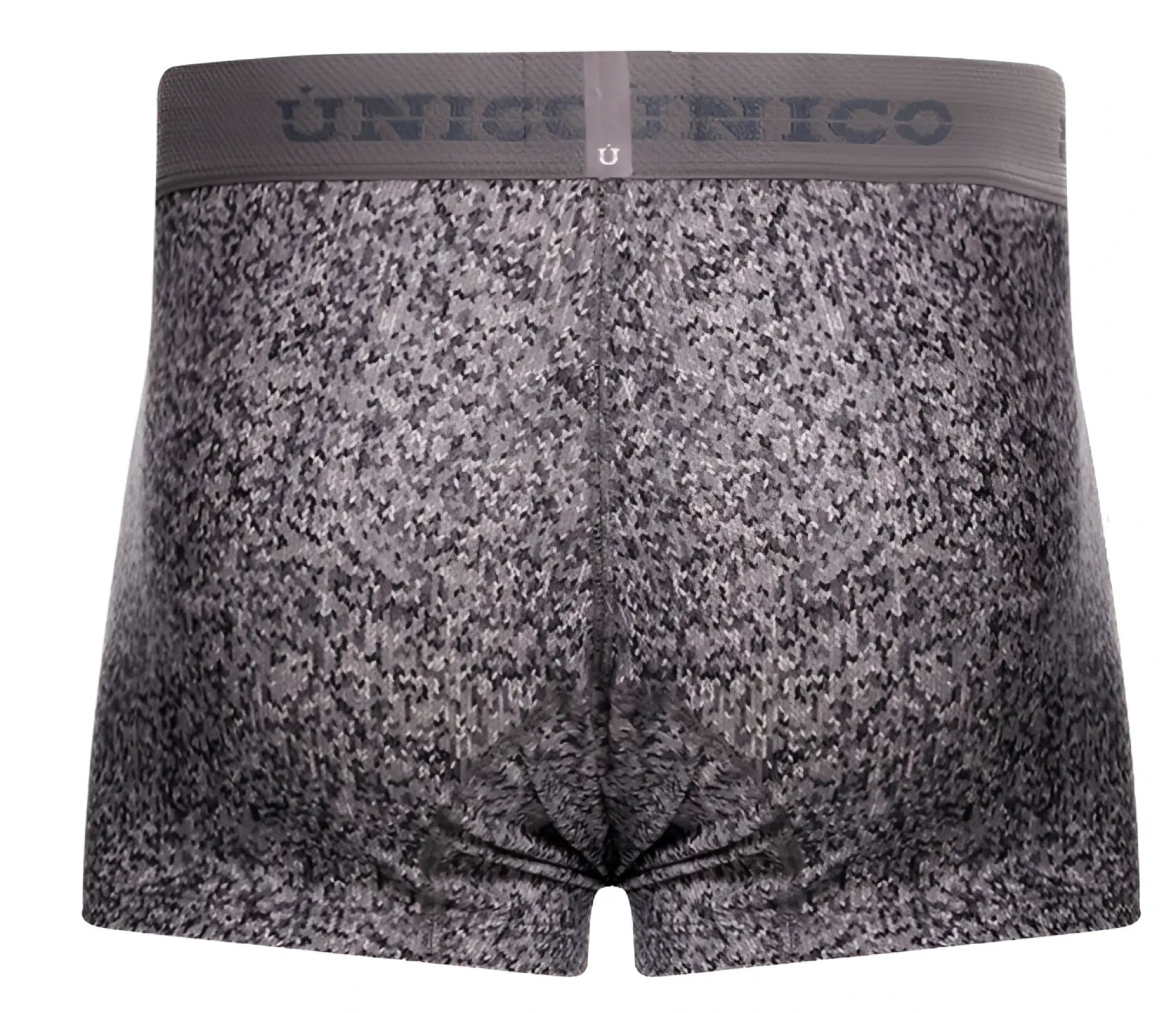 Gray textured mens boxer briefs with matching unico elastic waistband suede trunks color 59-gray front view