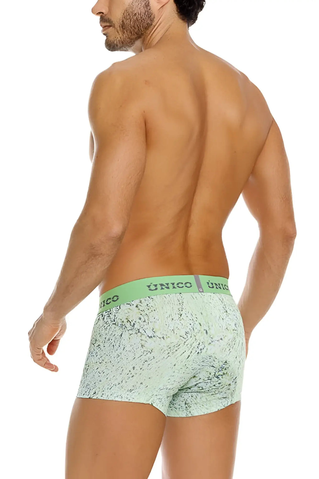 Light green patterned unico 26020100115 hunos trunks briefs with matching elastic waistband color 43-green