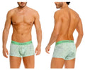 Mint green patterned unico 26020100115 hunos trunks briefs with solid matching waistband and unico branding