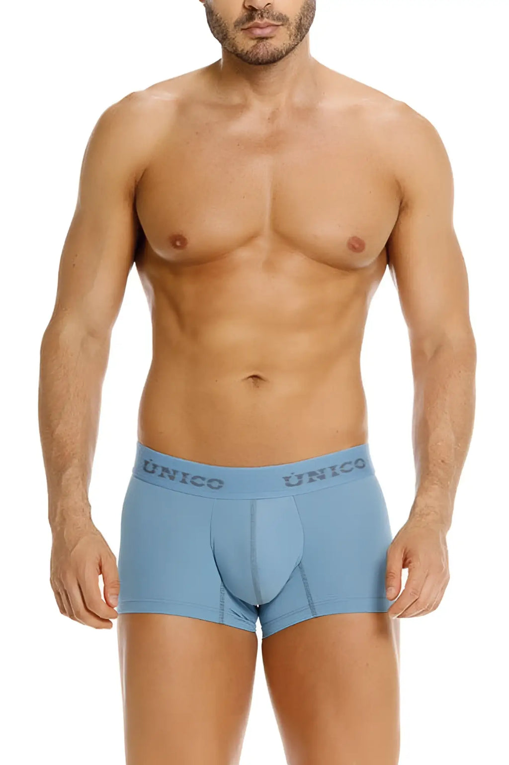 Light blue Unico 26020100118 Ventisca trunks for men with contoured pouch and elastic waistband
