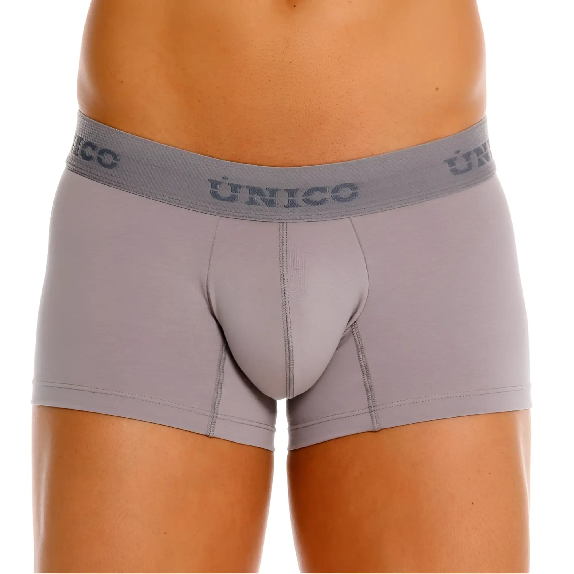 Gray unico ruano trunks color 59 gray men’s briefs with contoured design and elastic waistband