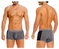 Gray and black unico mens briefs with textured fabric waistband in unico 26020100121 brio trunks color 59-gray