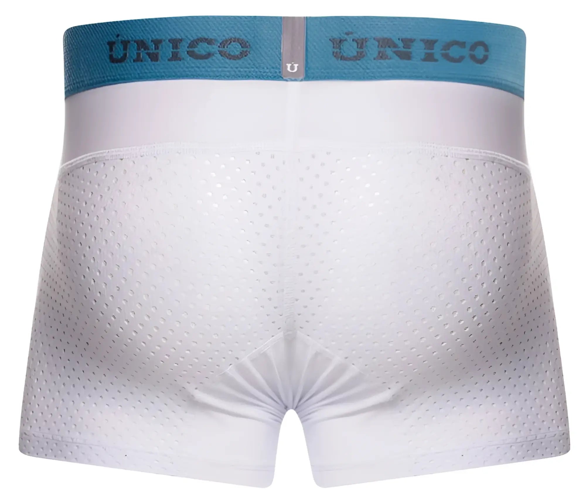 White perforated unico 26020100122 sedoso trunks with light blue elastic waistband for comfortable wear