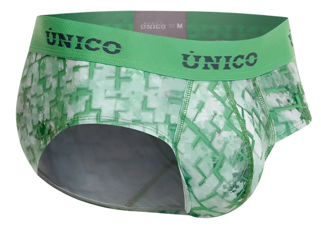 Unico 26020101102 piramide briefs green patterned men’s briefs with geometric design and elastic waistband