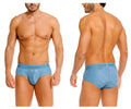 Light blue unico 26020101111 lenoso men’s briefs with subtle wavy pattern on soft breathable fabric