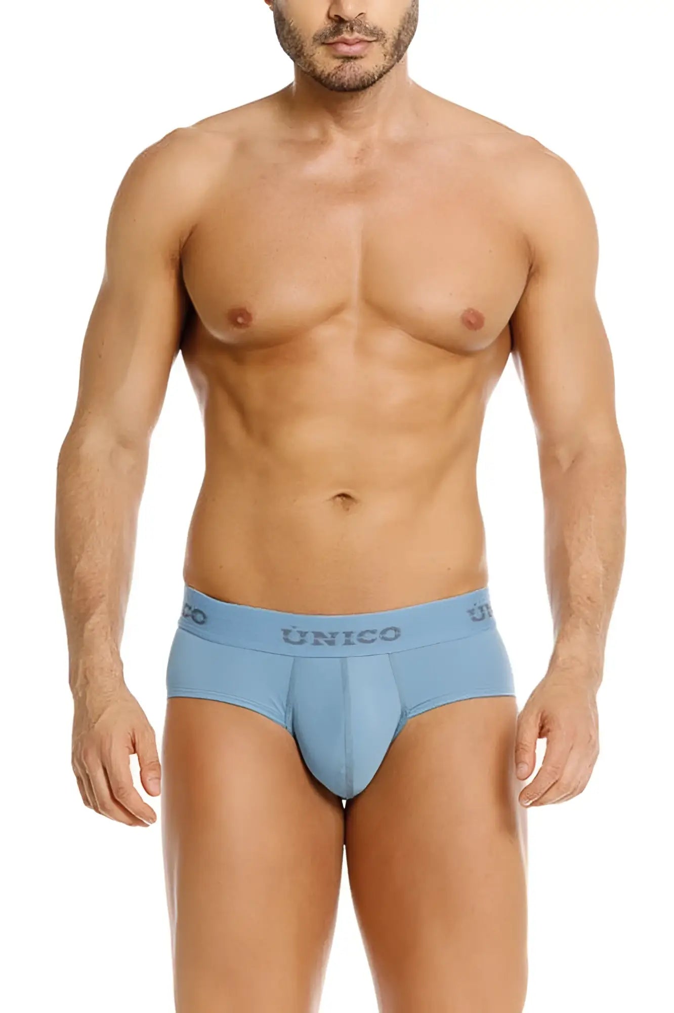 Light blue unico 26020101118 ventisca briefs with a smooth form fitting design for comfortable everyday wear