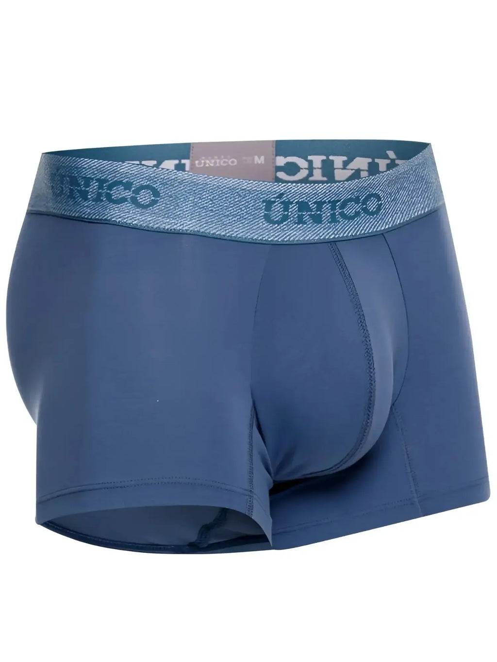 Front view of Unico Classic Trunks in Teal, premium everyday men's underwear with a branded elastic waistband.
