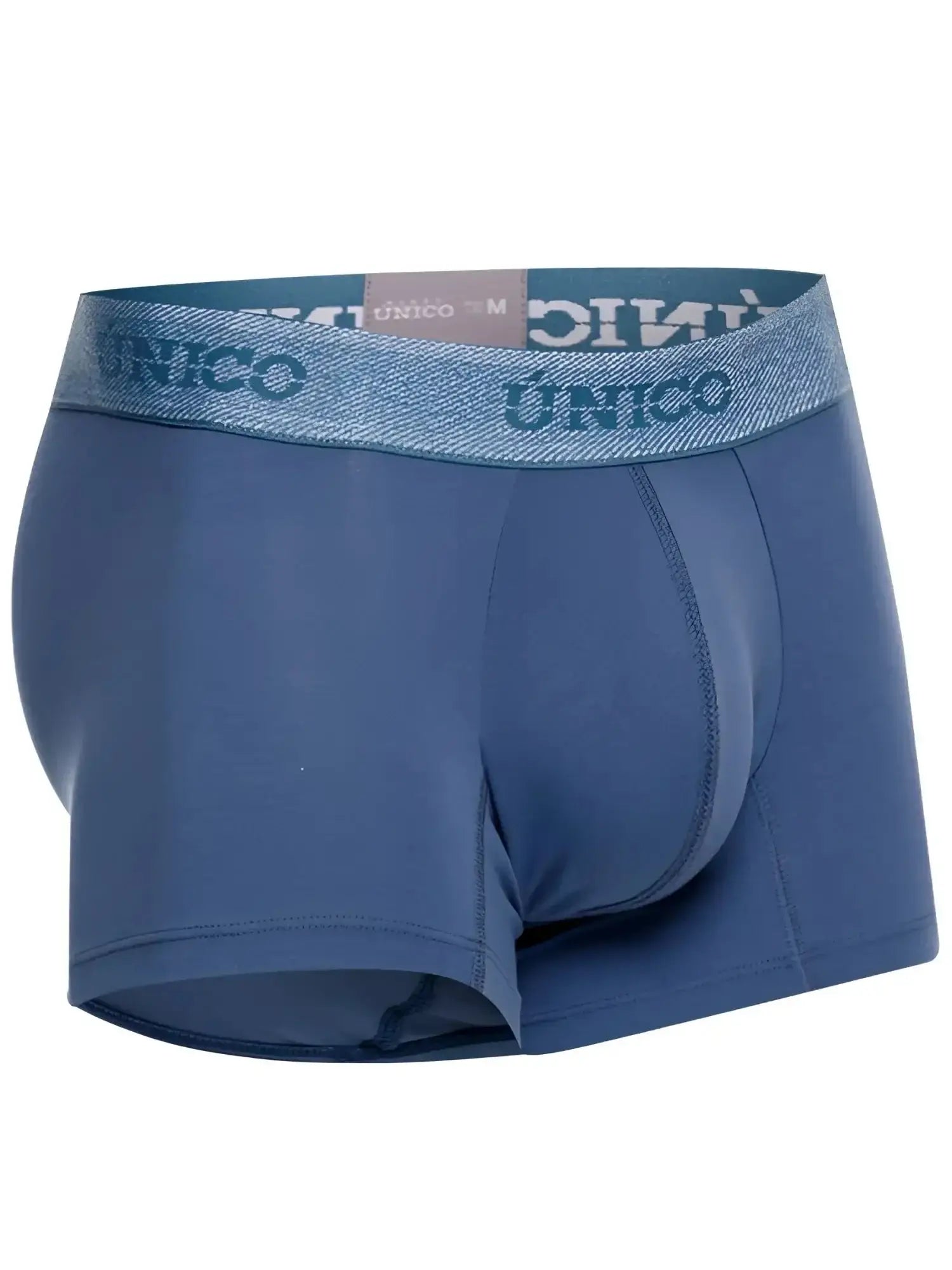 Front view of Unico Classic Trunks in Teal, premium everyday men's underwear with a branded elastic waistband.