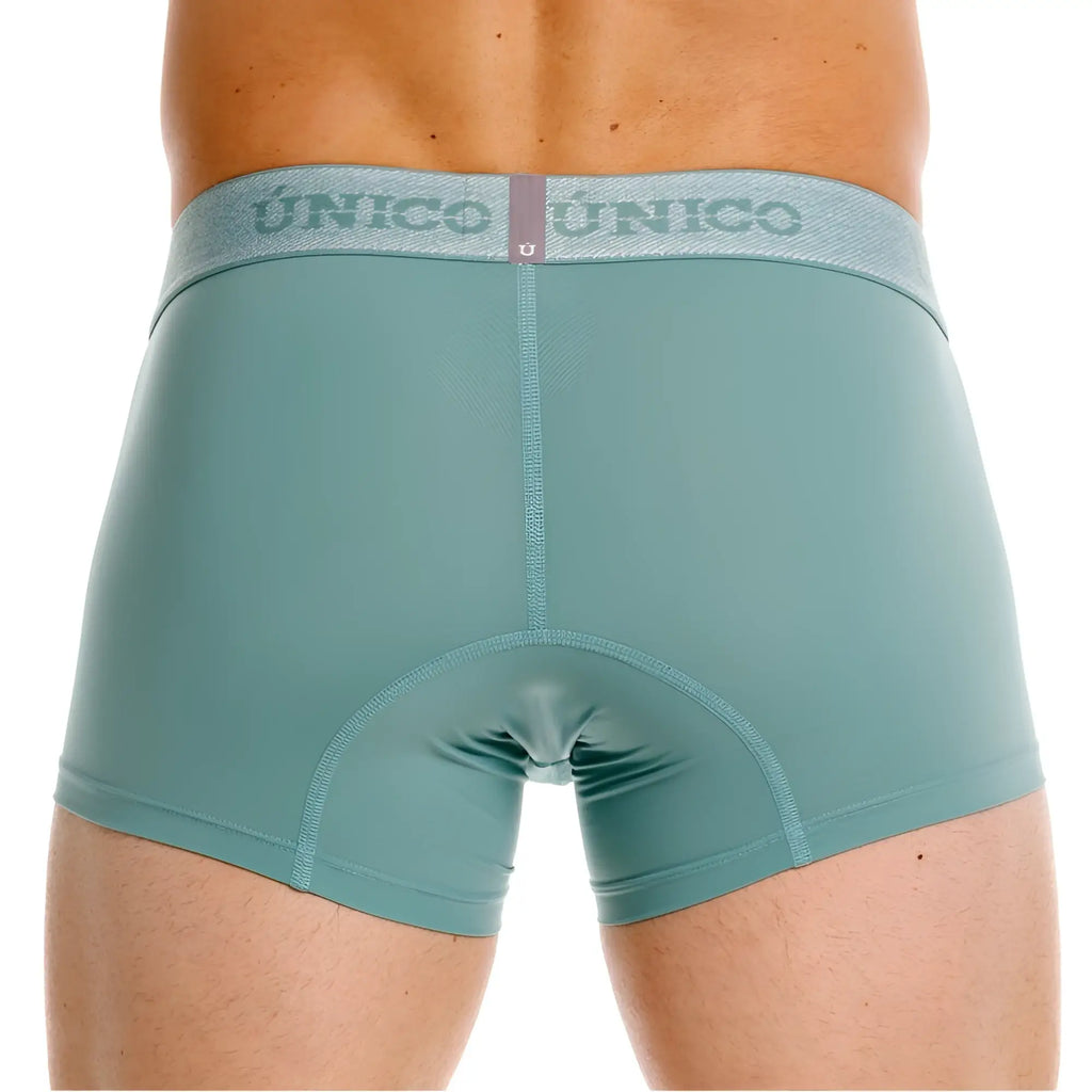 Unico Ceramic Trunks in green, rear view showing back fit of underwear.