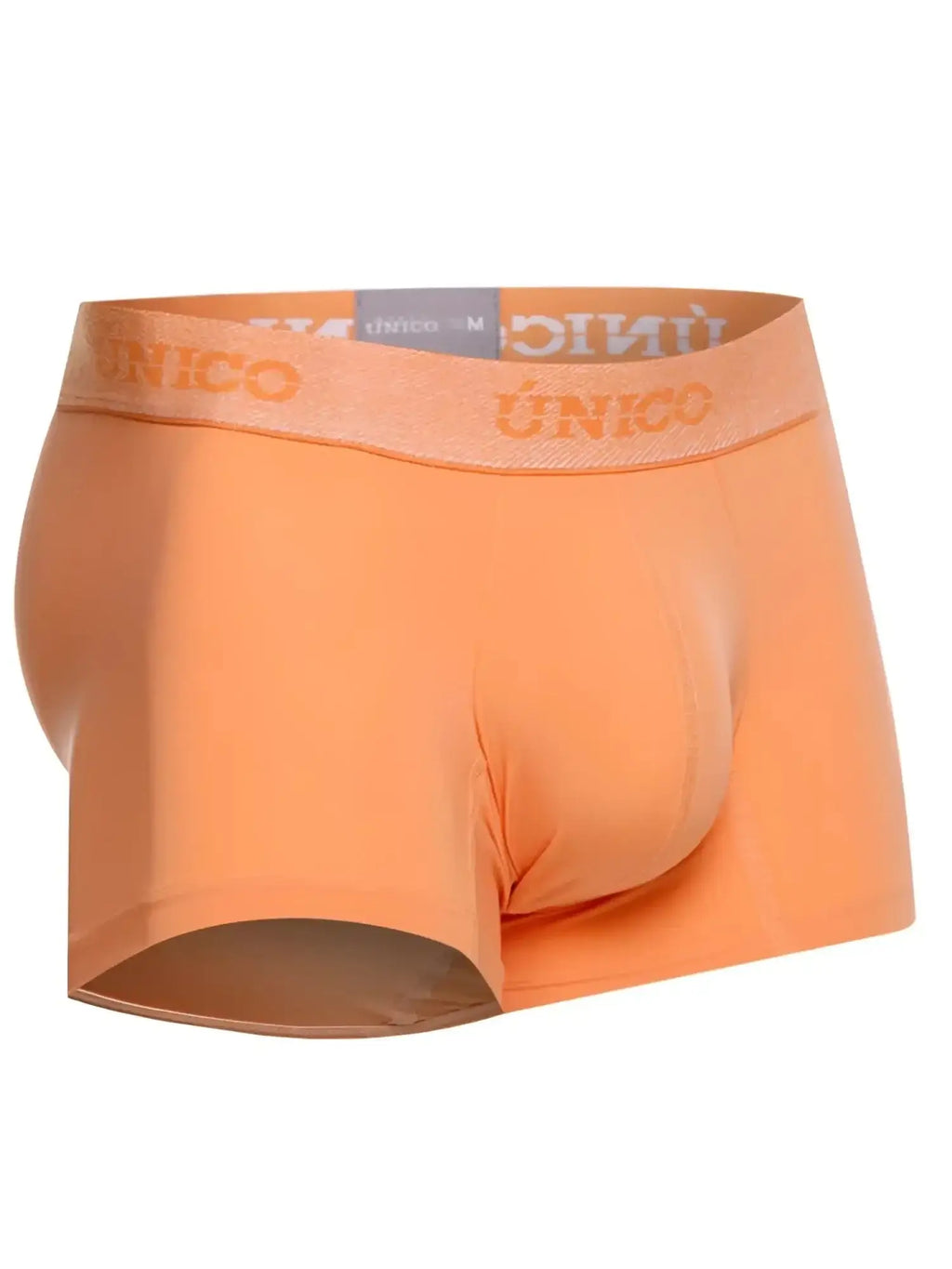 Unico Classic Trunks in apricot color, front view showing the waistband logo and form-fitting design.