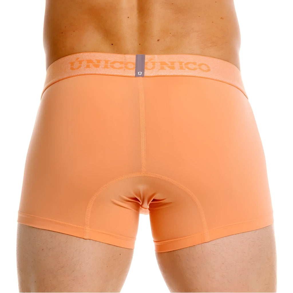 Unico Classic Trunks in Apricot, rear view showing the fit of the boxers.