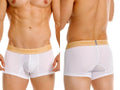 Unico Amber Trunks in White showing front and back views of the athletic fit underwear on a model.