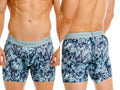 Unico Tags Boxer Briefs in 43-Blue, shown in front and back views on a model.