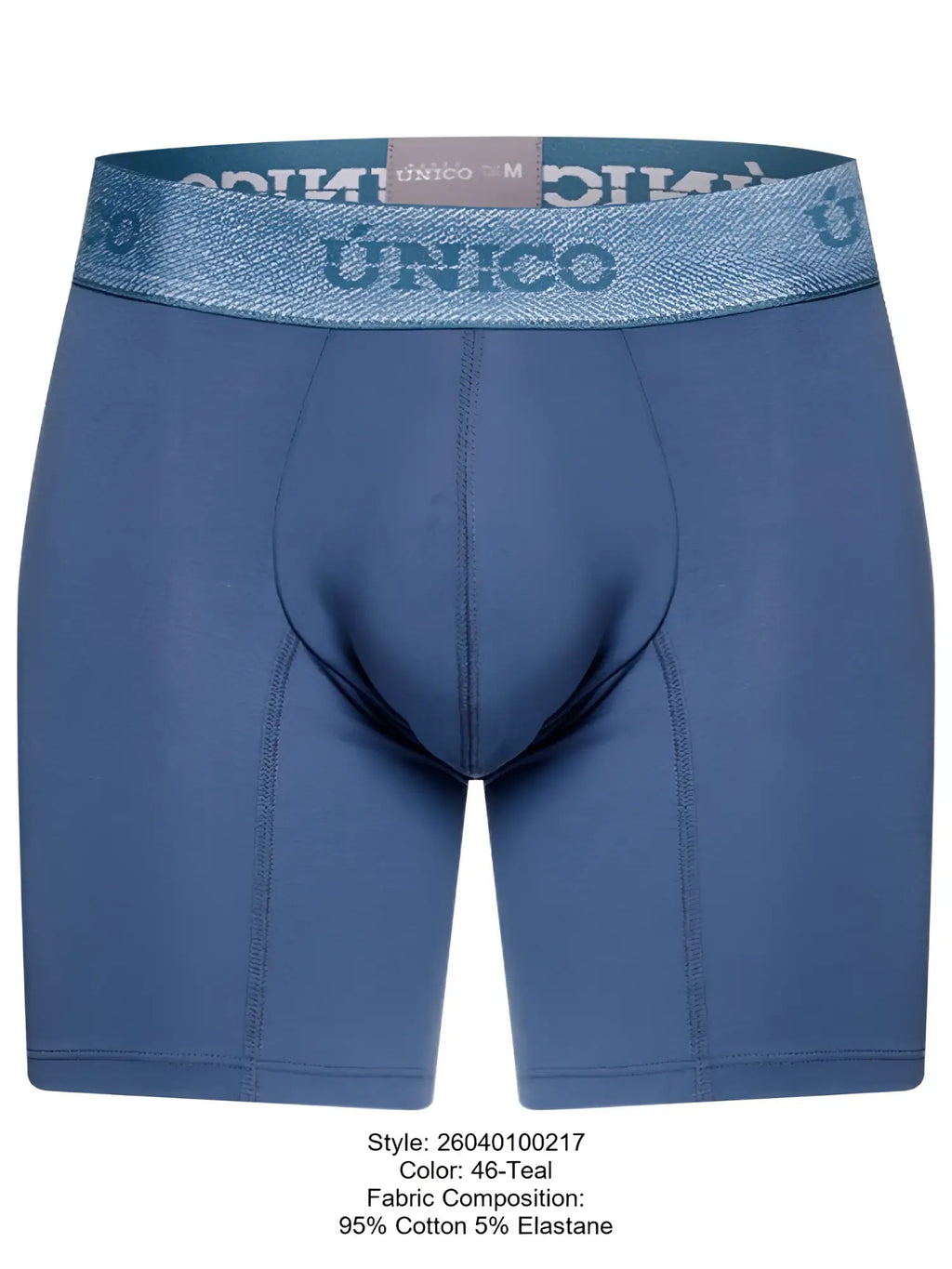 Front view of Unico 26040100217 Classic Boxer Briefs in Teal.