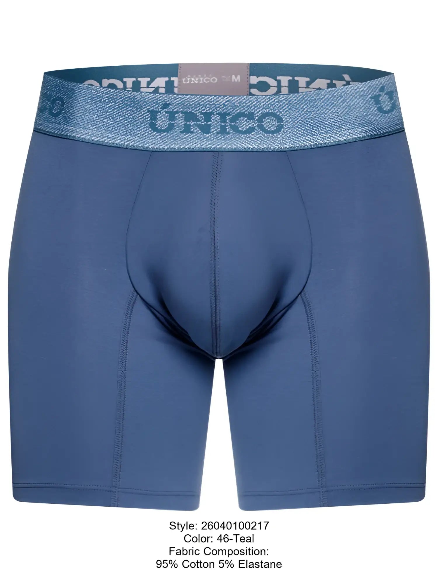 Front view of Unico 26040100217 Classic Boxer Briefs in Teal.
