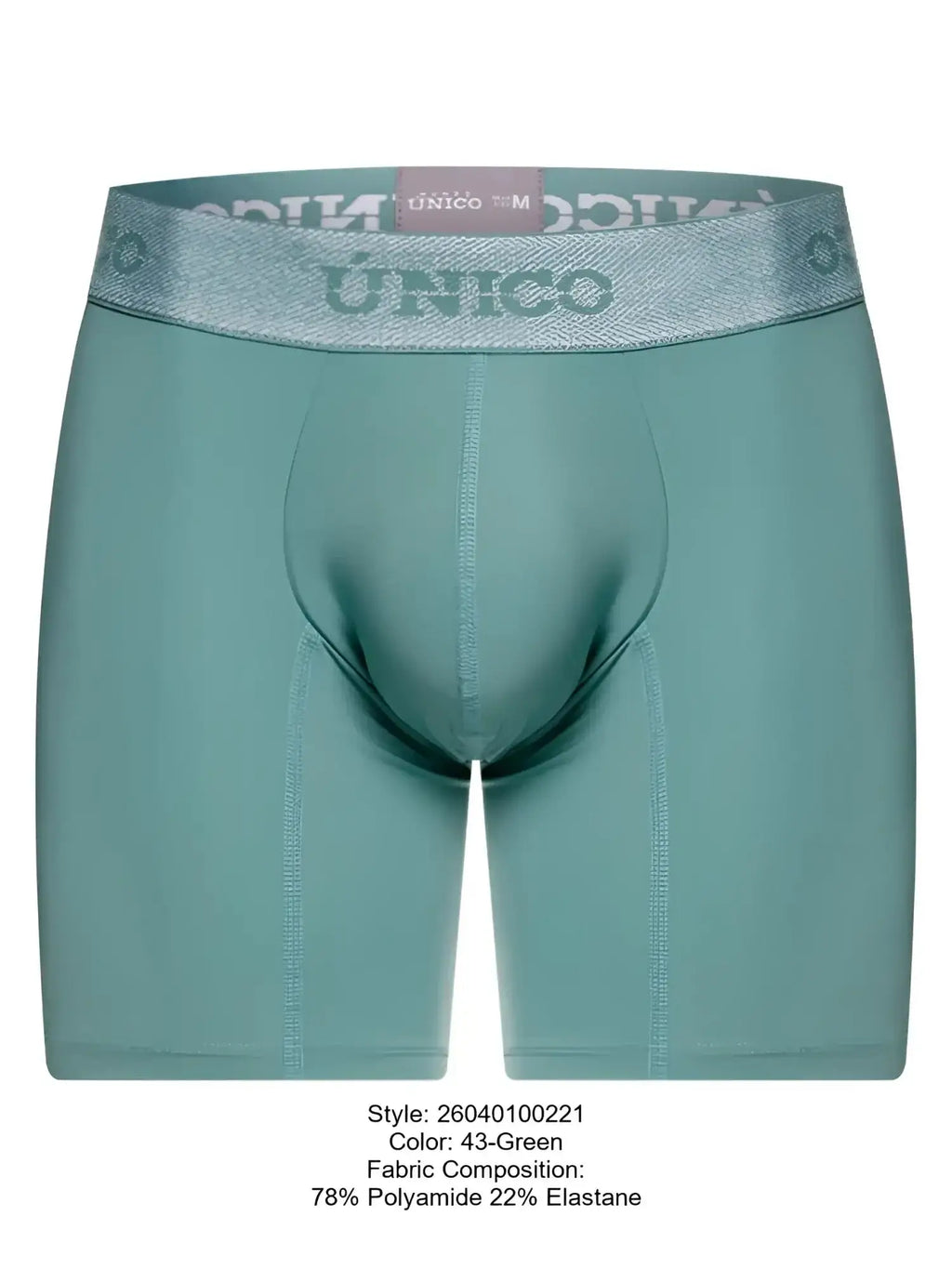 Front view of Unico 26040100221 Ceramic boxer briefs in 43-Green.
