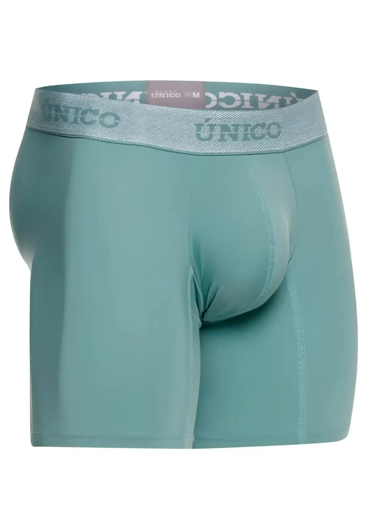 Front view of Unico Ceramic boxer briefs in green color.