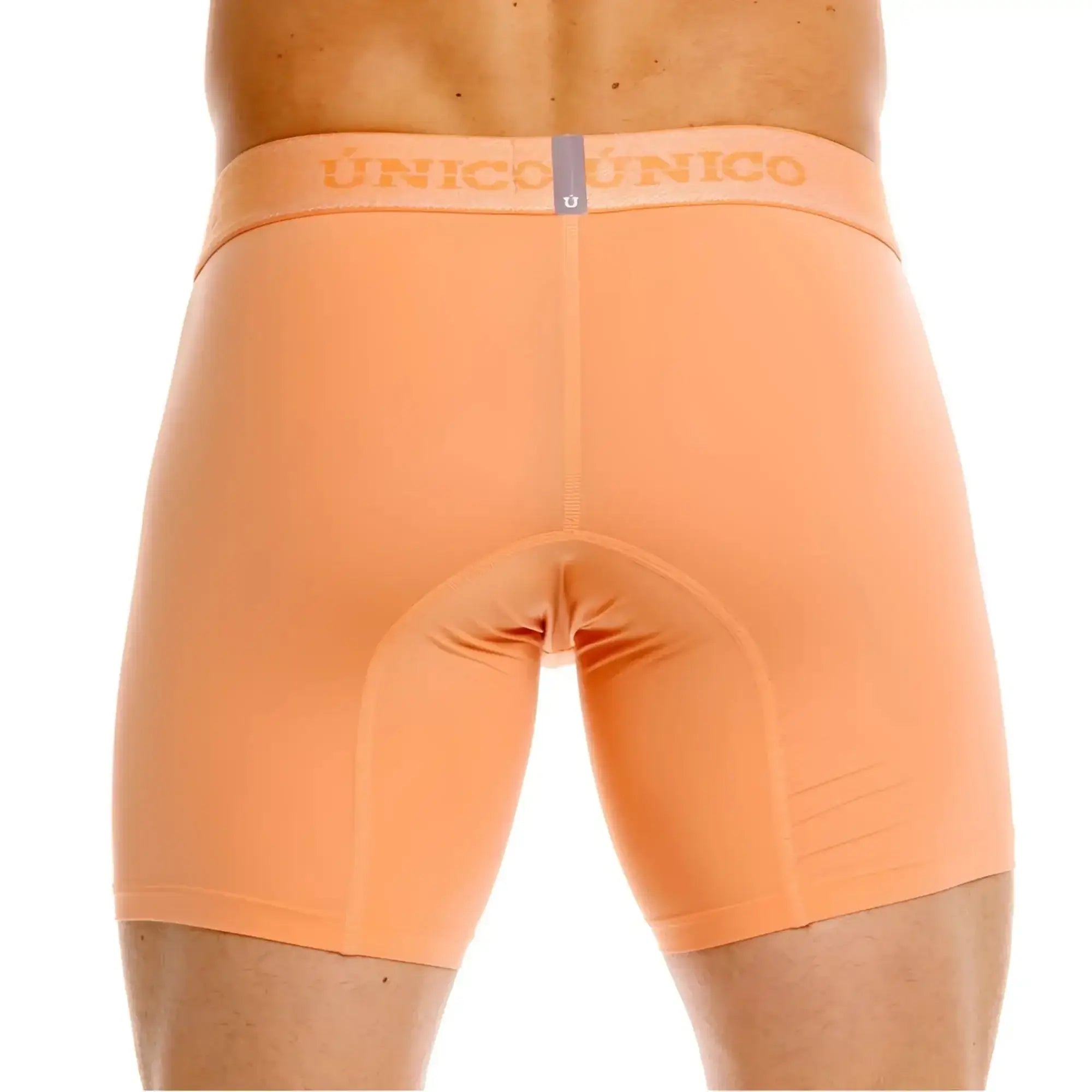 Unico Classic Boxer Briefs in apricot, back view on a model.