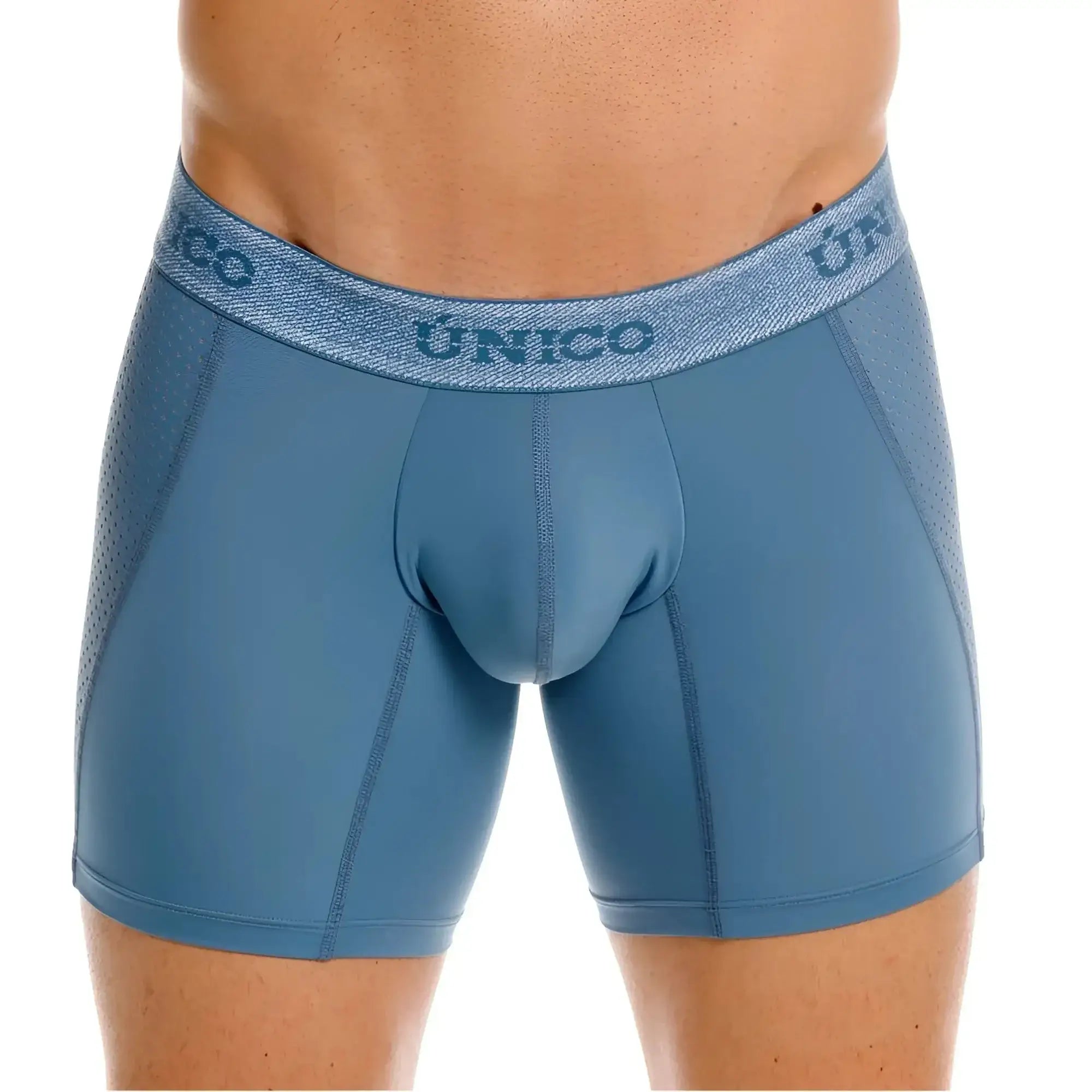 Front view of Unico 26040100227 Classic Boxer Briefs in blue.