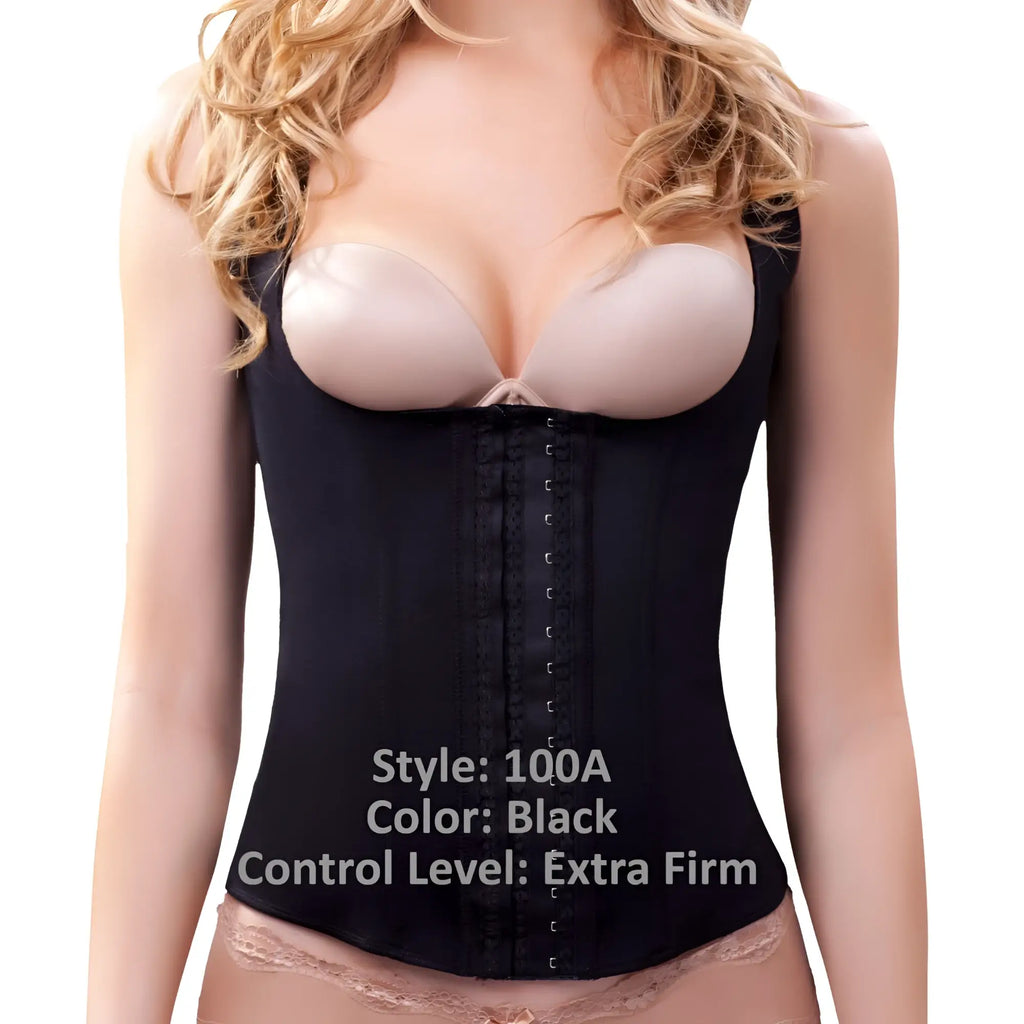 Black vedette 100a rebecca under bust waist cincher with extra firm structured design and front lacing system