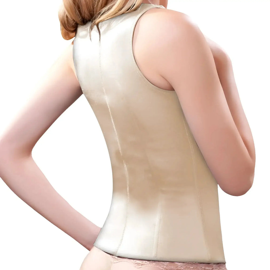 Beige satin-backed nude vedette 100a rebecca under bust waist cincher with vertical seam detailing
